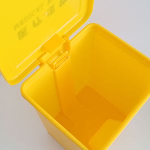 Yellow Gray Pedal Trash Can 10L Medical Waste <b>Bin</b> For Clinics And Hospitals Indoor Use <b>Rectangle</b> Shape - Product Image 2