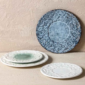 Platos de Porcelana Redondos Irregulares de Cerámica Azul Gris, Vajilla Rústica para Estilizar Comidas, Restaurante y Cocina Casera - Product Image 6