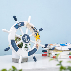 Mediterranean Style Wooden Ship Wheel <b>Wall</b> <b>Decor</b> For Children's Room Home Decoration Circular Pine Material Scenic Pattern - Product Image 3