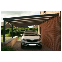 Carport mural en aluminium, 1 pièce, nouveau design, avec toit en polycarbonate