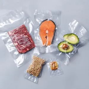 可生物降解食品级塑料可重新密封透明真空食品袋，用于冷冻食品/海鲜包装