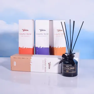 Hotel di lusso personalizzato fuoco libero aromaterapia set in fibra di rattan bastone di vetro bottiglia di legno coperchio reed diffusore per la casa