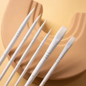 Lot de 4/6 pinceaux aquarelle à tête souple en nylon, pour <span class=keywords><strong>craie</strong></span> à l'eau, à tête ronde et plate, pinceaux à huile, fournitures de peinture pour étudiants - Product Image 5