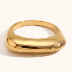 Dingran Roestvrijstalen Vergulde Rechthoekige Ringen Minimalistisch Modeontwerp Met Aanslagvrije Trendy Stijl - Product Image 4