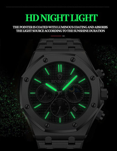 Reloj de pulsera deportivo de acero inoxidable para hombre, cronógrafo de 3 esferas, <span class=keywords><strong>con</strong></span> mecanismo plateado, fase lunar, nuevo diseño - Product Image 6