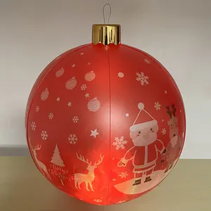 Özelleştirilebilir 25 inç açık Merry Christmas süs topu şişme noel bahçe dekorasyonu balon ile Led ışık
