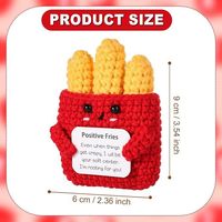 Personnages en peluche de frites et hot-dogs en laine faits main au crochet avec carte de message encourageante – Cadeau pour amis, professeurs, collègues