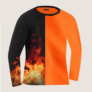 Biancheria intima termica nera a doppio strato da <span class=keywords><strong>uomo</strong></span> rotonda tinta unita invernale calda-30 tecniche traspiranti lavorate a maglia e stampate a buon mercato - Product Image 2