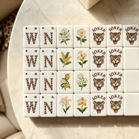 Mahjong américain artisanal de luxe en acrylique motif léopard, 160 pièces, avec décorations en paillettes dorées, coffret cadeau de fêtes