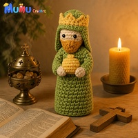 Crèche artisanale au crochet Amigurumi Marie Joseph Bébé Jésus Poupée religieuse de Noël Décoration d'autel de Noël Cadeau