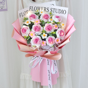 Hoa Hồng dệt kim mùa tốt nghiệp ngày lễ tình nhân ngày của mẹ bó hoa làm bằng tay - Product Image 1