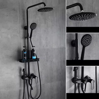 Robinet de douche thermostatique moderne noir mat à quatre fonctions avec jet pluie, en alliage de zinc et céramique, pour salle de bain