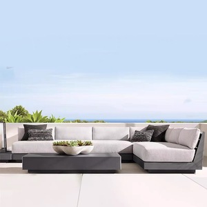 Modern Aluminum Outdoor Furniture Patio Garden Set Aluminum Furniture U-<b>sofa</b> Sectional with <b>Side</b> <b>Table</b> for Hotel - Product Image 3