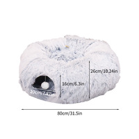 Tunnel pour chat en peluche avec lit, idéal pour l'intérieur, jouet multifonctionnel pour chat, nid douillet pliable en peluche, lit tunnel pour chat - Vente populaire