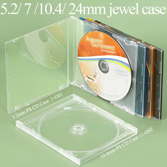 YUZMEI Bulk Plastic CD Jewel Cases 5.2mm Jewel Cases Slim Single Replacement Jewel Case Black Tray DVD CD Bluray Disc Packaging