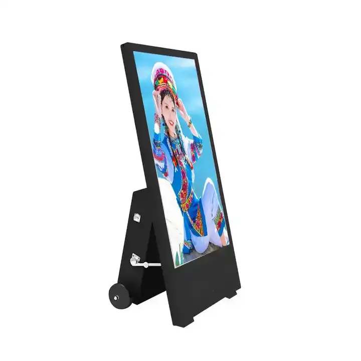 43-65 Inch Floor Stand Power Battery LCD Display Touch Screen Advertising Kiosk USB Power Supply Video Retail Digital Signage