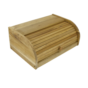 Acacia Wooden Roll Top Bread Box Kitchen Food Storage Bread Box