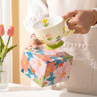 Lot de 10 tasses à café en céramique haut de gamme, peintes à la main et gaufrées, grande capacité, design moderne, résistantes à la chaleur, durables, idéales comme cadeau