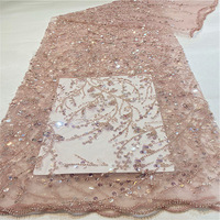 Tulle brodé de perles de clairon le plus vendu-Tissu à paillettes multicolores pour robes de soirée (stock prêt)