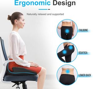 Coussin de siège de voiture en mousse à mémoire de forme pour soulager les douleurs sciatiques, dorsales et du coccyx, idéal pour la conduite, le bureau, le camion, <span class=keywords><strong>rehausseur</strong></span> de siège pour <span class=keywords><strong>adulte</strong></span> - Product Image 6