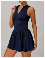 Robe de tennis pour femme à séchage rapide avec short intégré 2 en 1, col montant, tenue de sport pour le golf, la course et l'entraînement