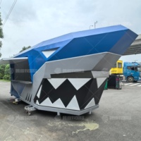 Remorque alimentaire personnalisée en forme de requin, camion de restauration mobile en acier inoxydable, chariot de vente ambulante de snacks, glaces et café sur mesure