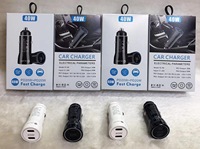 Chargeur de voiture universel 40W double USB PD et QC3.0 à charge rapide avec matériau ignifuge en PC pour téléphones