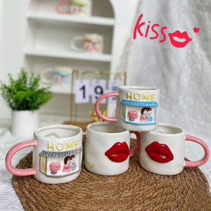 Unique Hand-Painted Couple Mugs Ceramic <b>Coffee</b> Mug <b>Gift</b> Mug for Lover - Product Image 2