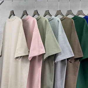 เสื้อยืดสตรีทแวร์โอเวอร์ไซส์สั่งทำได้รวดเร็วขายส่ง เสื้อยืดคอกลมทรงหลวมพิมพ์โลโก้ตามสั่งสำหรับผู้ชายและผู้หญิง - Product Image 1