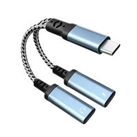 Cable Corto Trenzado 2 en 1 Tipo C con Carga PD y Audio Simultáneo para Dispositivos Móviles de Transmisión en Vivo y Música