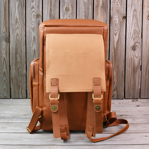 <span class=keywords><strong>Sac</strong></span> à Dos <span class=keywords><strong>Homme</strong></span> Vintage en Cuir PU pour École, Voyage et Ordinateur Portable avec Doublure en Polyester et Fermeture à Rabat pour Adolescents Garçons et Filles - Product Image 2