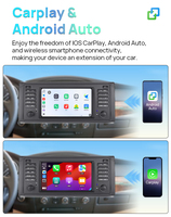 Radio para Auto Android 14, Radio de Navegación para Auto de 7 Pulgadas, Estéreo para Auto con Carplay, GPS Integrado, WIFI, FM, Reproductor Multimedia para Auto para BMW X5 E53