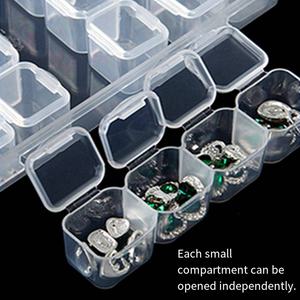 Contenitore Quadrato per Nail Art, 28 Scomparti, Porta Gioielli in Plastica Trasparente, 7 Set di Bottiglie Indipendenti Staccabili - Product Image 3