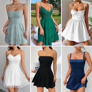 Liquidation : Robes décontractées en coton pour femmes, T-shirts, hauts, shorts – Emballage mixte, livraison aléatoire, stock bon marché, sans marque, Chine - Product Image 5