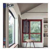 Ventana de Madera de Roble con Marco de Aleación de Aluminio Estrecho de 105 mm, Triple Vidrio Templado, para Villa, Baño y Cocina
