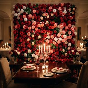 Muro de Flores Artificiales Ombre Premium con Rosas <span class=keywords><strong>en</strong></span> Degradado Rosa y Blanco para Decoración de Fondo de Boda de Lujo - Product Image 5