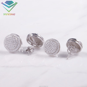 Boucles d'oreilles rondes variées en moissanite VVS, testées au diamant, certificat GRA, plaqué or, argent sterling 925, sertissage griffe - Product Image 4
