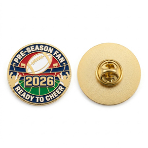Épinglette personnalisée ronde en alliage de zinc émaillé pour supporters de football <span class=keywords><strong>américain</strong></span>, idéale pour les campagnes promotionnelles sportives - Product Image 1