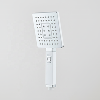 Pommeau de douche moderne 2 modes, texture porcelaine blanche, chrome, grand panneau carré, installation facile, pour salle de bain
