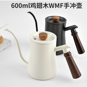 Hervidor de cuello de cisne de 600 ml de acero inoxidable con mango de madera para verter café - Product Image 3