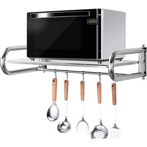 Support mural pour four à micro-ondes, étagère, support de cuisinière, support mural pour four à micro-ondes, cuisine, pizza, avec crochets de rangement - Product Image 2