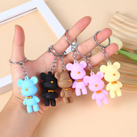 Porte-clés personnalisé en PVC 3D en forme d'ours mignon avec impression de logo pour accessoires de voiture et de sac