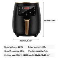 Friteuse à air intelligente à commande tactile électrique domestique, écran LCD, 2400W, 5,1-6L, plastique, saine, faible en gras, antiadhésive, minuterie intelligente