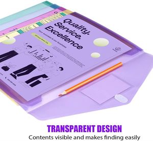 Nhà Máy Tùy Chỉnh Kích Thước Logo Mở Rộng Tập Tin Thư Mục Poly Mở Rộng Tập Tin Thư Mục Với Rõ Ràng Xem Túi Nội Bộ - Product Image 5