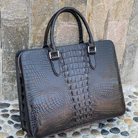 Nouvelle mallette en cuir de crocodile pour hommes 100% sac à main en cuir véritable avec verrouillage par mot de passe et fermeture à glissière pour le travail de bureau
