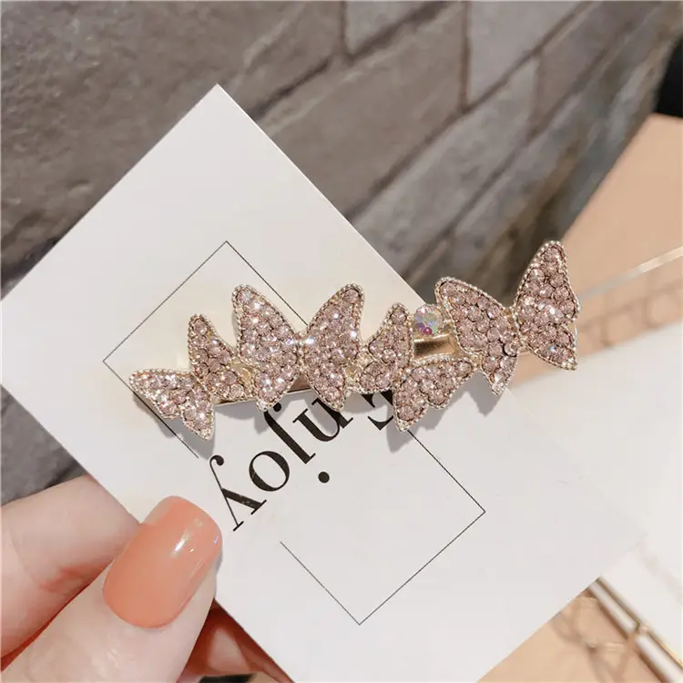 New Arrival Alloy Large And Small Bow Drill Side Clip Butterfly Hair Pins Accessories For Girl