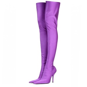 Dropshipping Elastic Material Luxury Thigh High Over Knee Female Long <b>Boots</b> for Women with Heels - Product Image 1