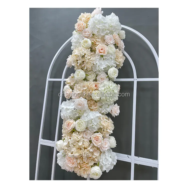 Vente en gros de coureurs de fleurs artificielles pour mariage, guirlande florale, arrangement de chemin de table pour bordure florale