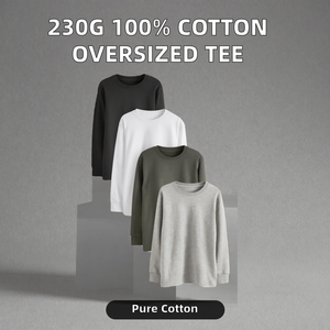 Camiseta de Manga Larga para Hombre, 230g, 100% Algodón, Cuello Redondo, Lisa, con Logotipo Personalizado, Estilo Casual - Product Image 2