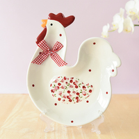 BONWILL Blüten Frühlingsblumen Ostern Hahn Henne Huhn Form Keramikteller Groß Klein Deko mit Schleife